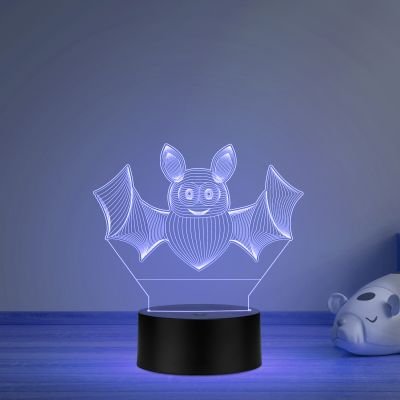 3D Illusion Bat Animal Led Night Lamp Multicolored Room Decor